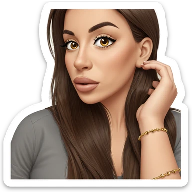 girl with long brown hair sticker