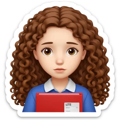 Sad girl with long curly brown hair shows her IELTS certificate with a low score in disappointment sticker