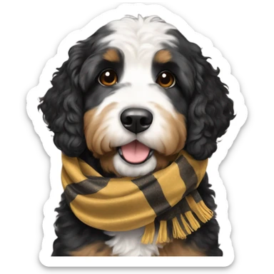 Bernedoodle with purdue scarf sticker
