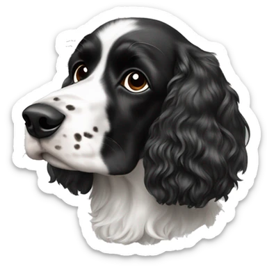 black and white cocker spaniel with nose spots sticker