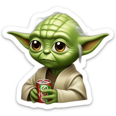 Yoda qui boit un coca en jouant à la play sticker