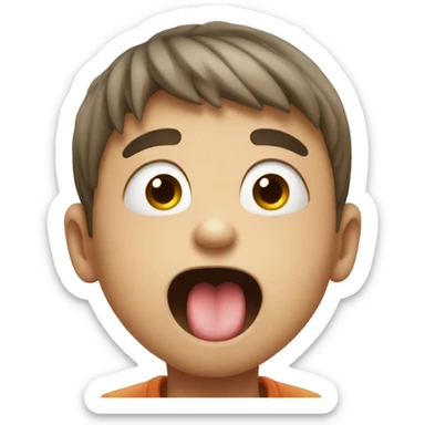 boy tongue out face sticker