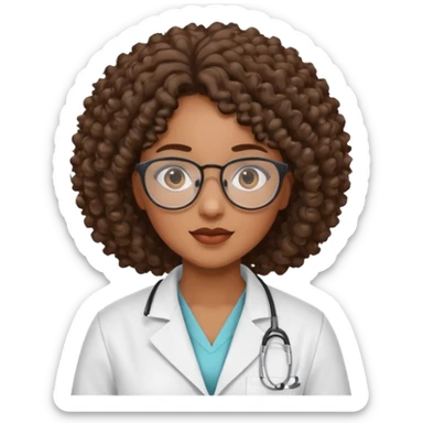 black female specialist with curly hair sticker