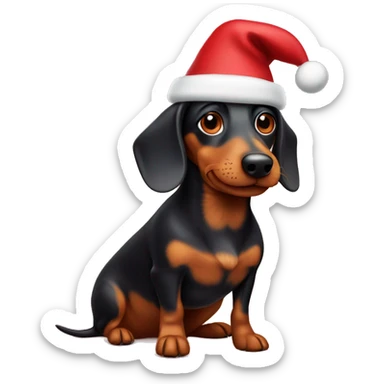 Wiener dog with Christmas hat sticker