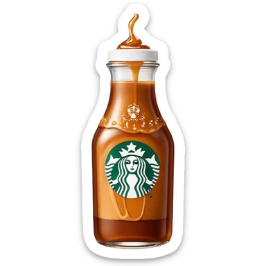 Starbucks Caramel Brûlée sauce in a Starbucks syrup bottle with Starbucks logo  sticker