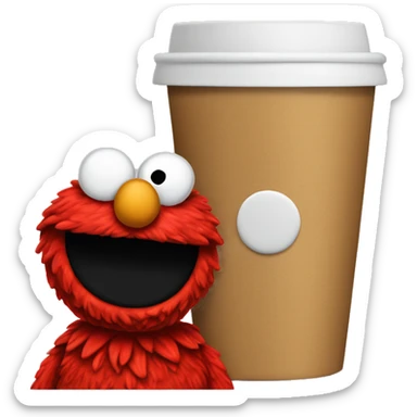 Elmo con taza de cafe sticker