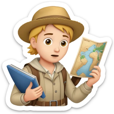 confused wanderer with map sticker