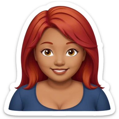 Plus size red hair brown face small eyes long hair Asian eyes sticker