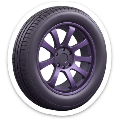 Make a tire emoji that looks exactly like the reference image, in iOS emoji style. 3D, shiny, smooth gradients, soft shadows, realistic tire texture, classic emoji look. Add a subtle highlight to the tread. sticker