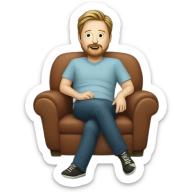 tim heidecker with a beard lounging on couch sticker