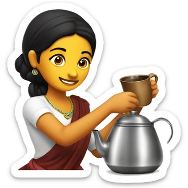 Chaiwala wome making tea in kerala tea shop sticker