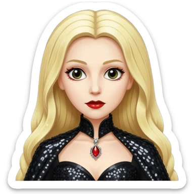 Countess Dracula with long blonde hair and black sequin outfit sticker