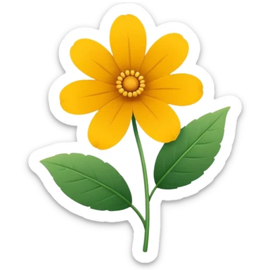Minimalistic flat vector icon, iOS style, thin black contour on white background. Single flower with leaves, symbolizing floristry. Clean, elegant, no text, no shadows.
 sticker