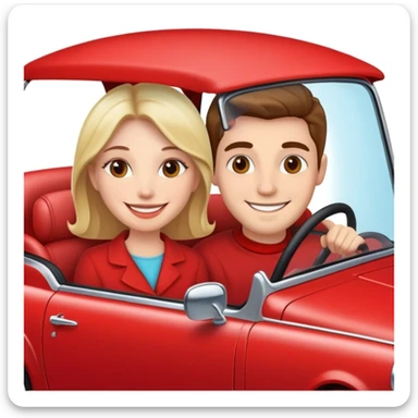 2 people in a red car sticker