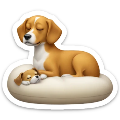 Dog sleeping on duck  sticker