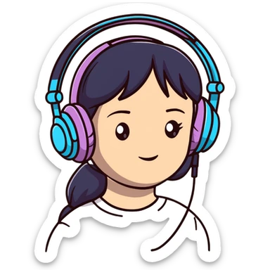 excited gamer girl in headphones sticker