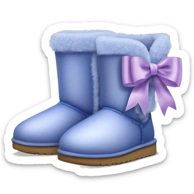 Realistic pair of periwinkle Ugg fur boots with silk ribbon bows. sticker