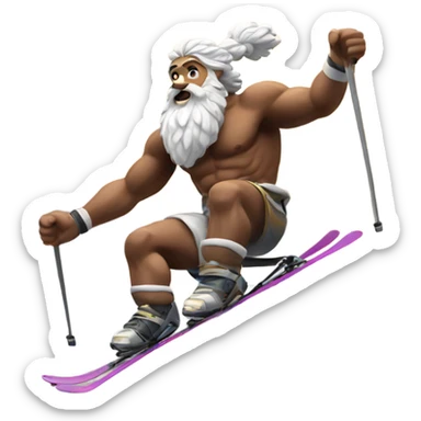 Zeus skiing on a mountain sticker