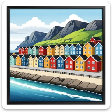A coastal town in norway, apartment blocks sticker