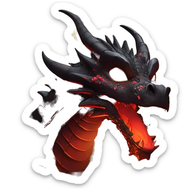 Black dragon breathing red flames, covered in thorned roses, surrounded by lanterns candles and fairy lights sticker