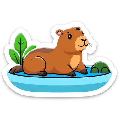capybara relaxing in hot spring sticker