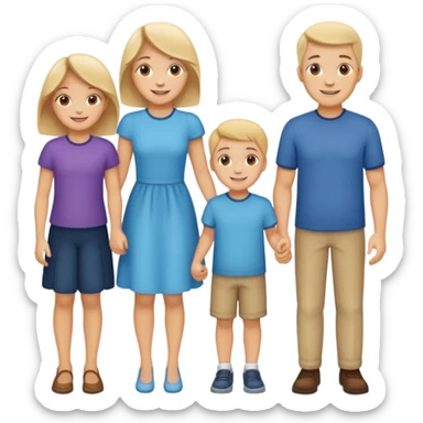 parent figures with three children silhouettes sticker
