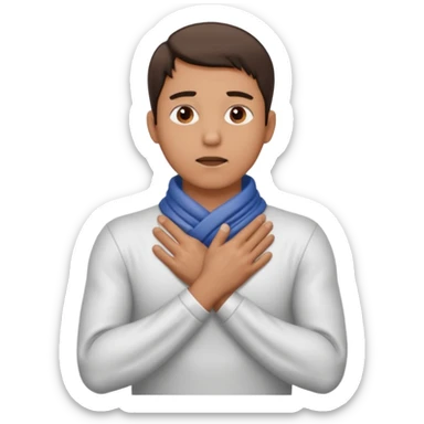 a guy wrapping both hands around is neck to chock himself sticker