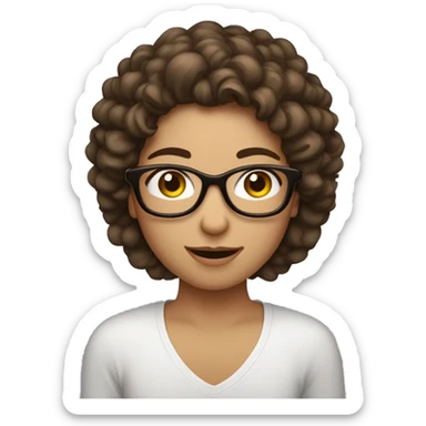 Fille au cheveux brun marie un grand homme au cheveux bouclés brun qui porte des lunettes  sticker