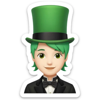 sorrindo com cartola e cabelo verde sticker
