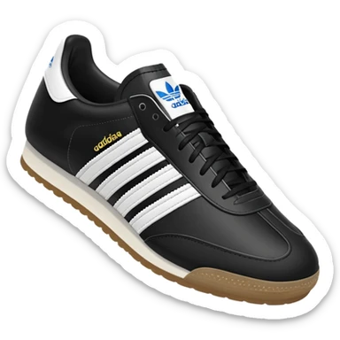 A pair of Adidas samba shoes in the color black and white sticker