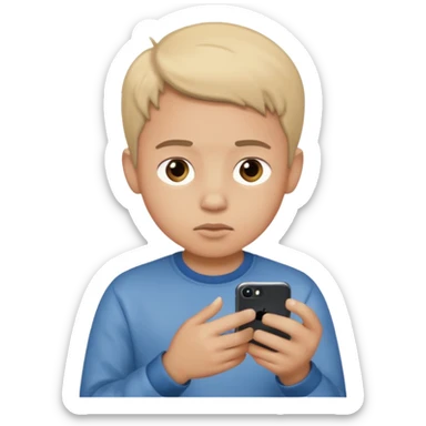 boy addicted to his Iphone sticker