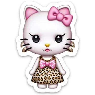 Hello kitty white leopard dress leopard bow sticker