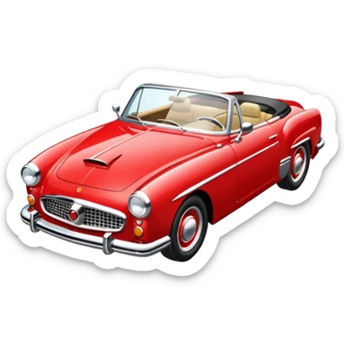 front view classic red convertible sticker