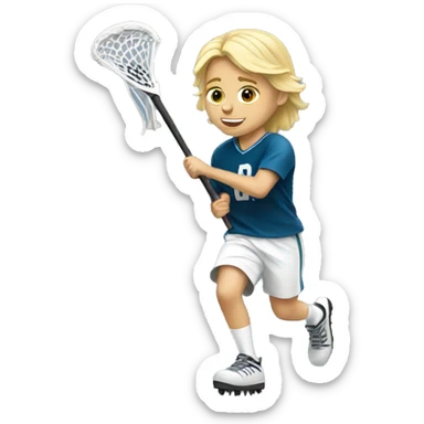 Blonde boy playing Lacrosse sticker