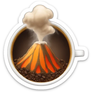 coffee cup erupting like a volcano sticker