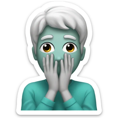 face covered with hands in embarrassment  sticker