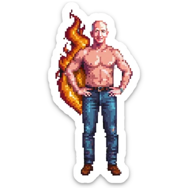 Jeff Bezos with his butt on fire sticker