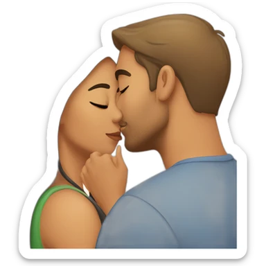 short Indian girlfriend kissing her caucasian boyfriend sticker