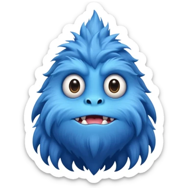 A skinny and lanky tall blue furry monster with a slightly triangular head put the top having a small curve going inward  sticker