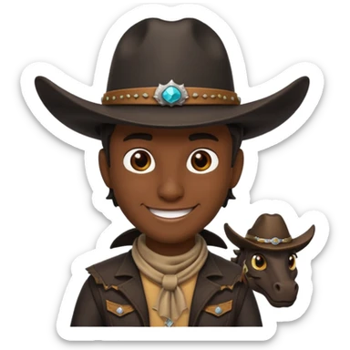 i want a black dragon with cowboy hat and smirk smile sticker