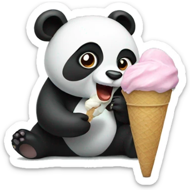 Panda eating ice cream sticker