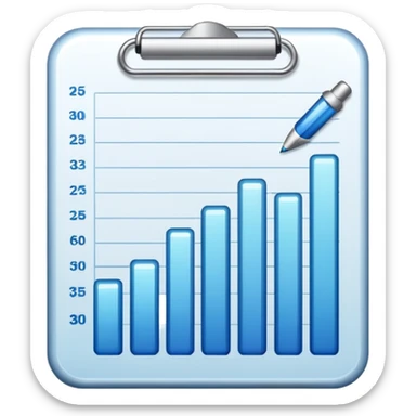 ios style emoji for report sheet consisting graph/ charts with sparkle around the report , no numbers sticker