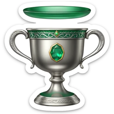 Chalice of Wisdom — silver cup + emerald rim sticker