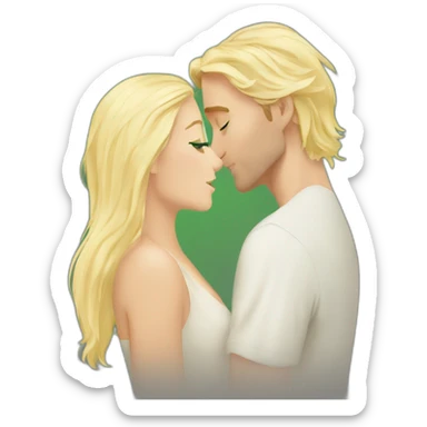 Tom felton kissing blond woman, with green eyes and very long hair sticker