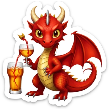 red dragon holding a drink sticker