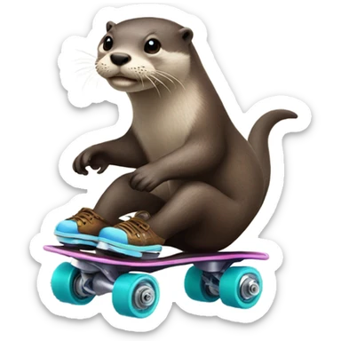Otter on roller skates sticker