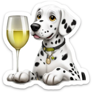 Dalmatian dog drinking white wine sticker