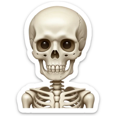 skeleton with its mind being blown, expressive sticker