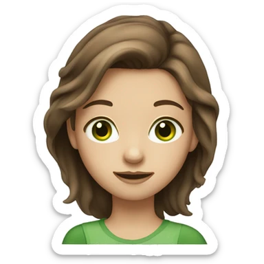 Girl with medium brown hair and green eyes sticker