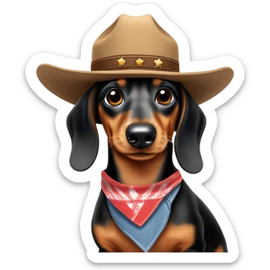 Dapple dachshund dog cowboy sticker